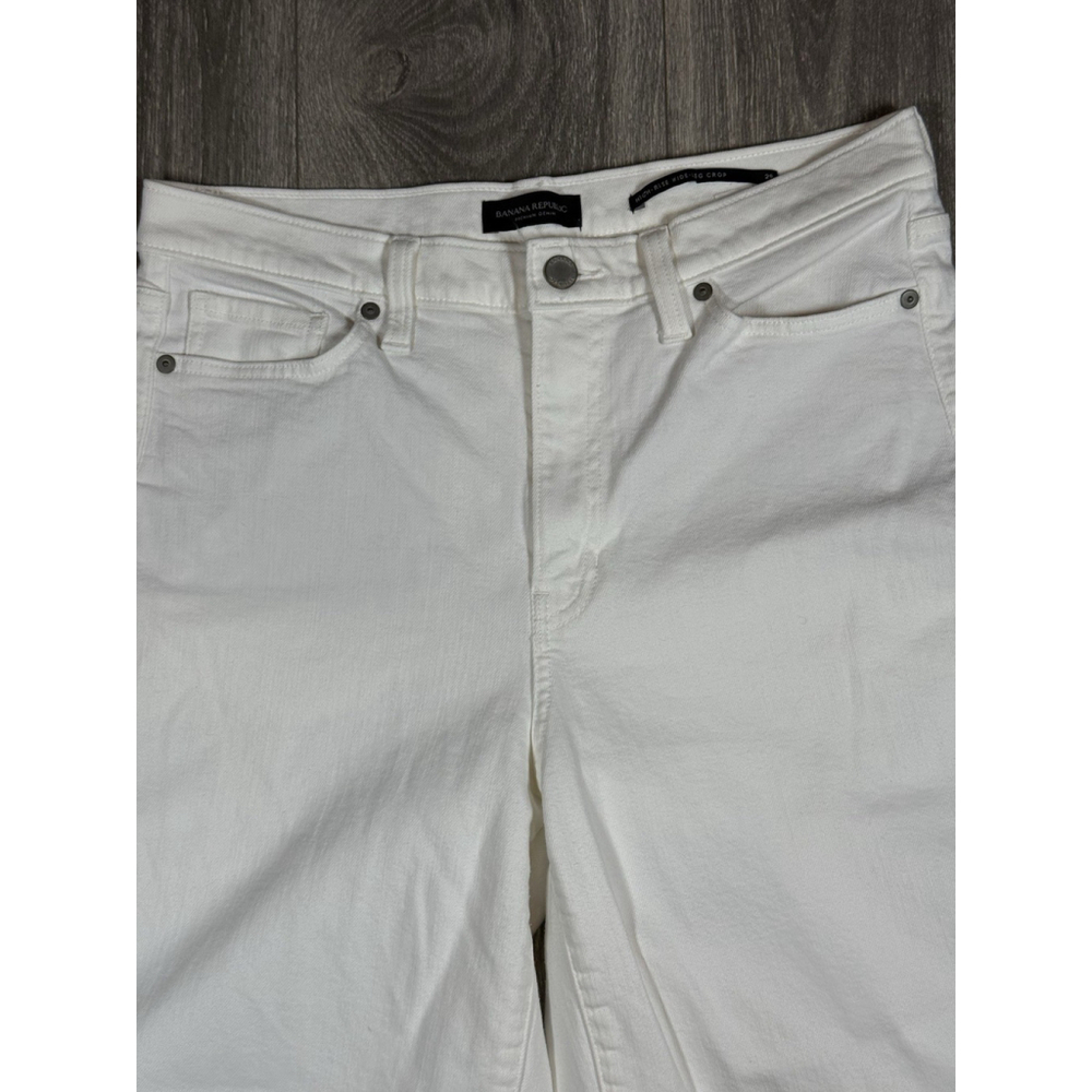 Banana Republic Jeans Womens 29 White High Rise Wide Leg Crop Denim Casual Pants - Picture 3 of 6